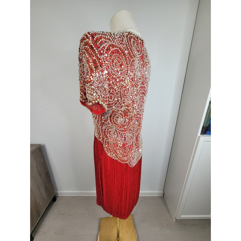 VTG Black Tie by Oleg Cassini Short Sleeve Sequin Beaded Mini Dress Women’s 6 - Picture 7 of 16
